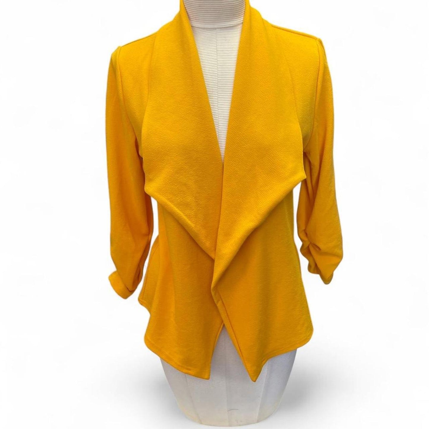 Yellow open front cardigan with