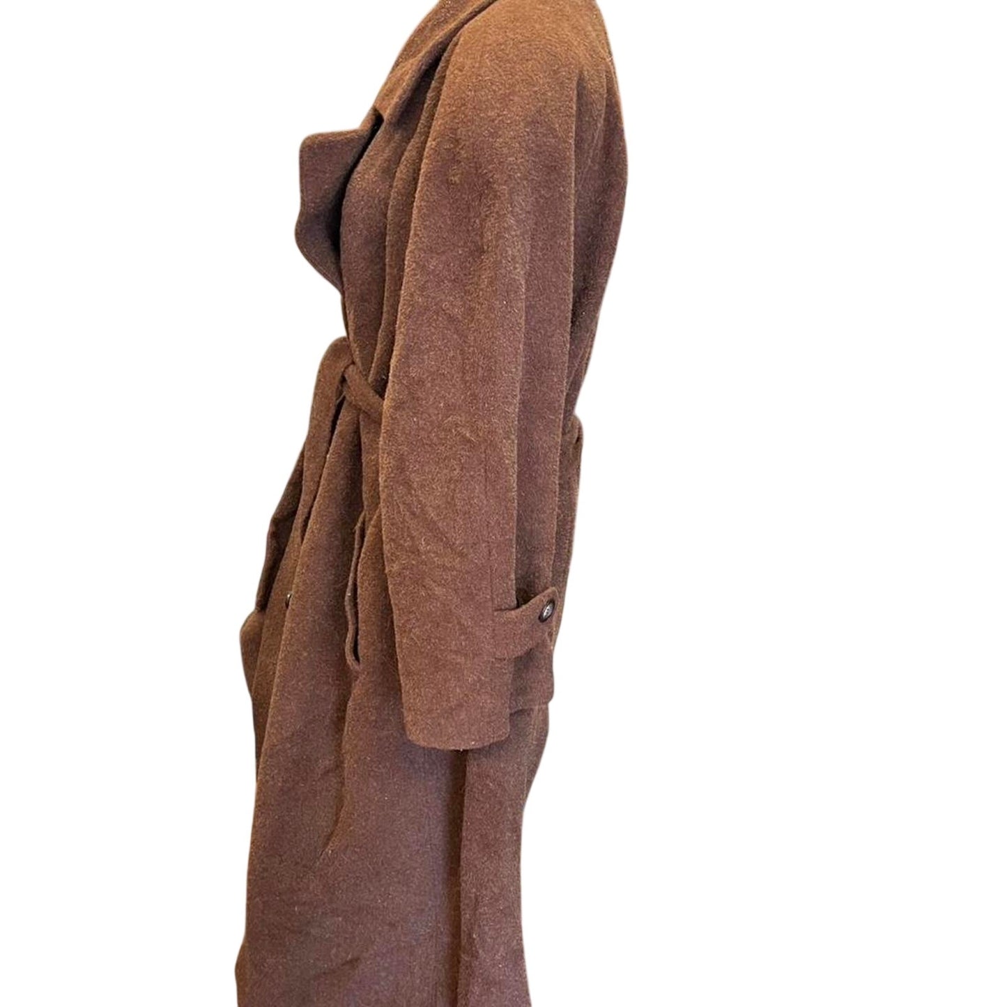 Brown wool coat with belt