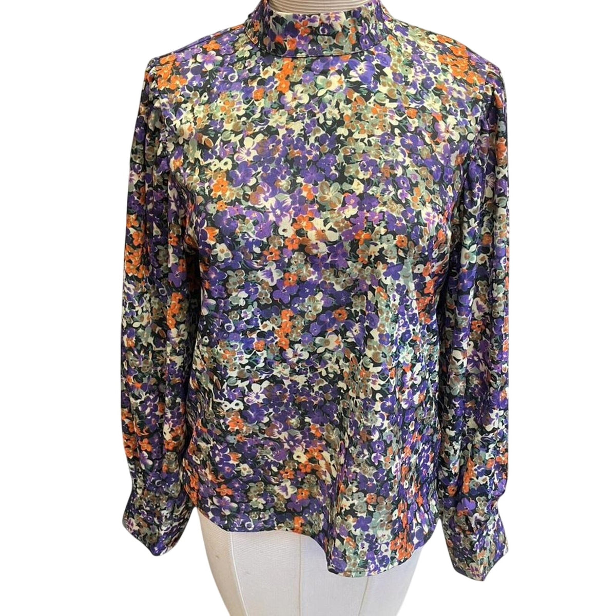 Purple floral button up blouse