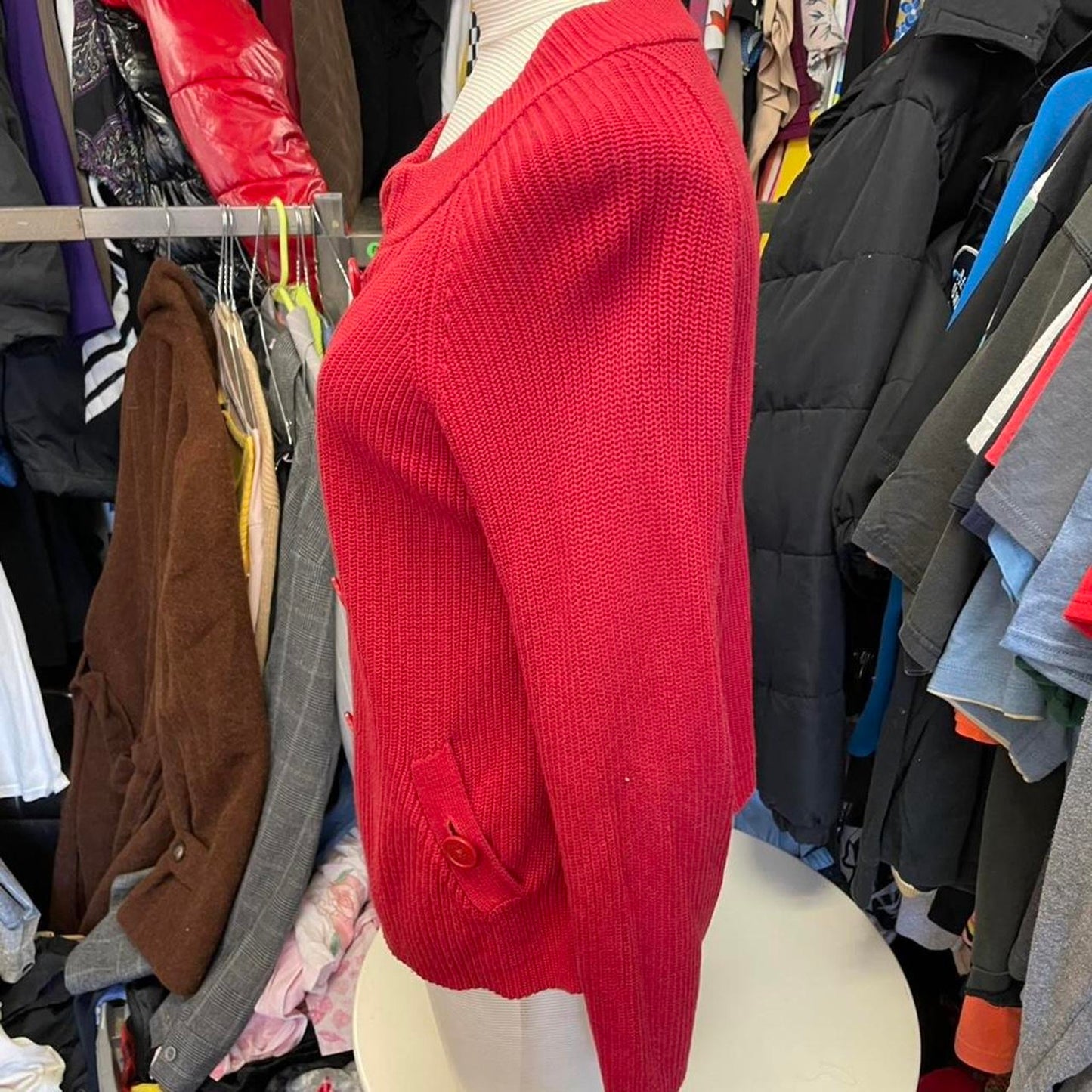 Red talbots button up cardigan