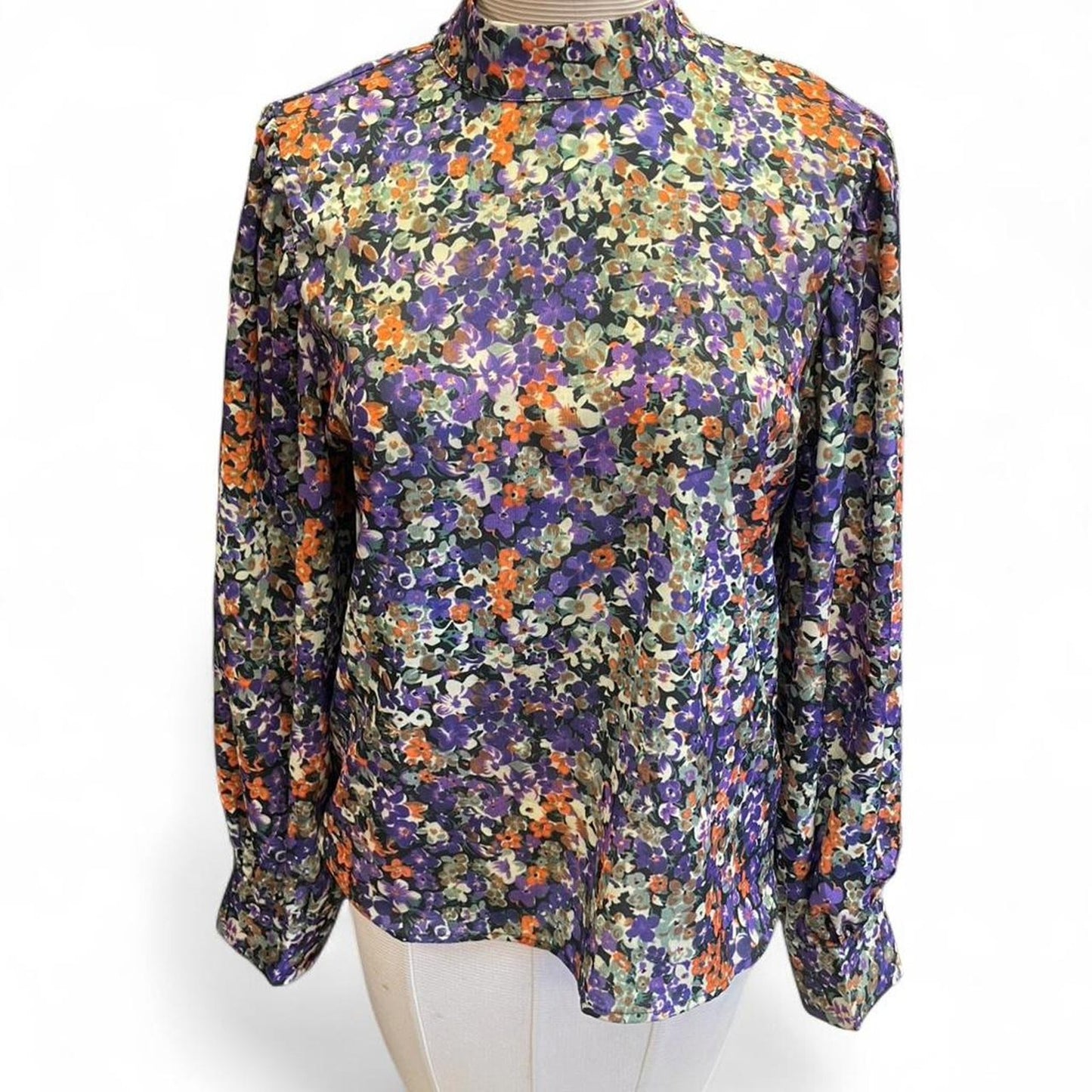 Purple floral button up blouse