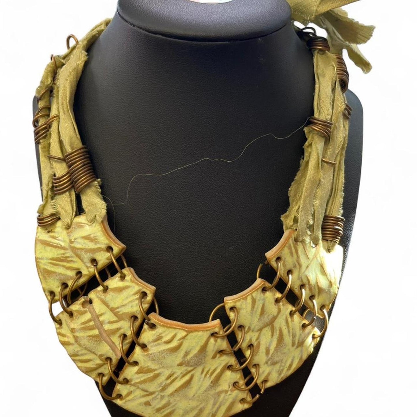 Yellow and brown ceramic necklace