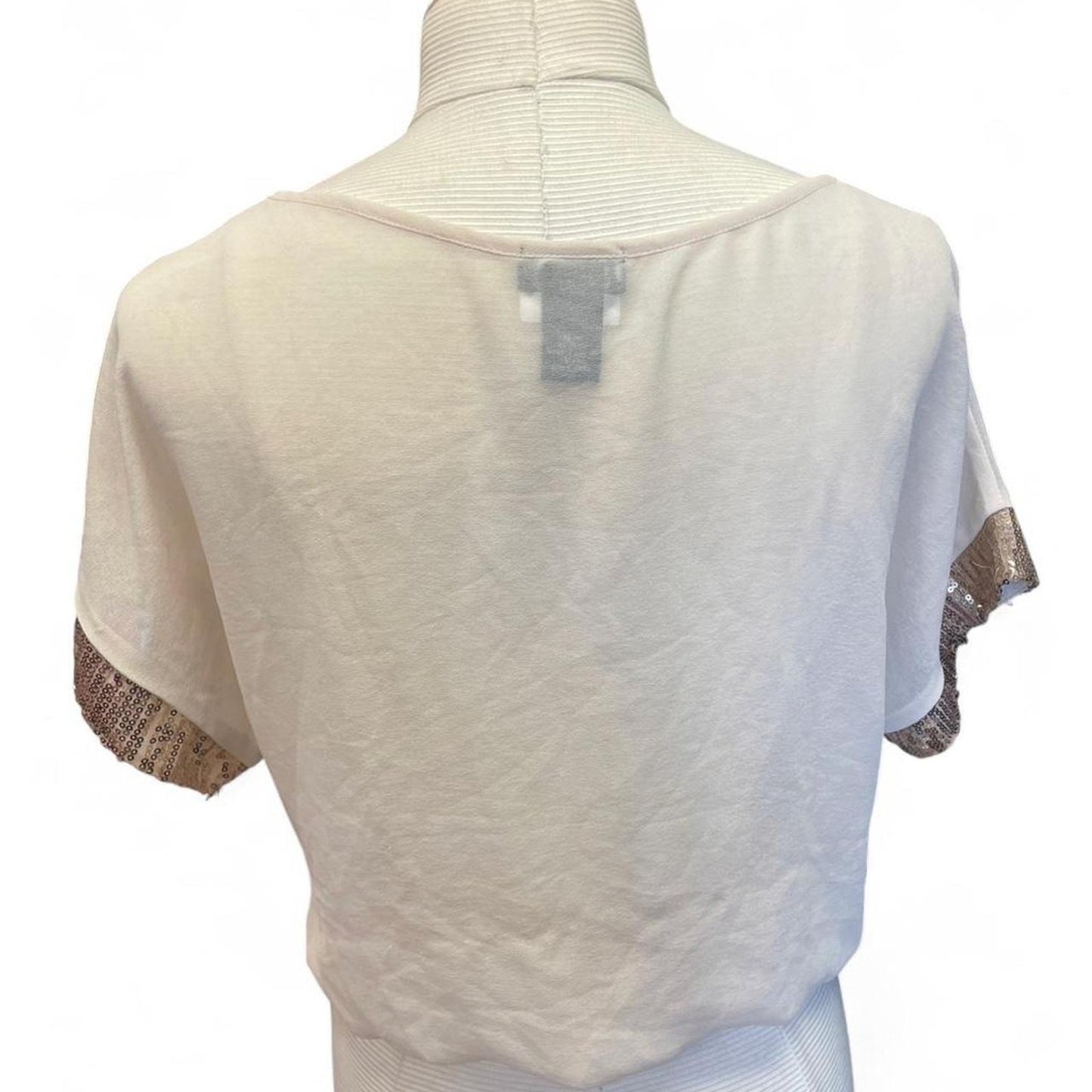 Cream sequin sleeve top size l