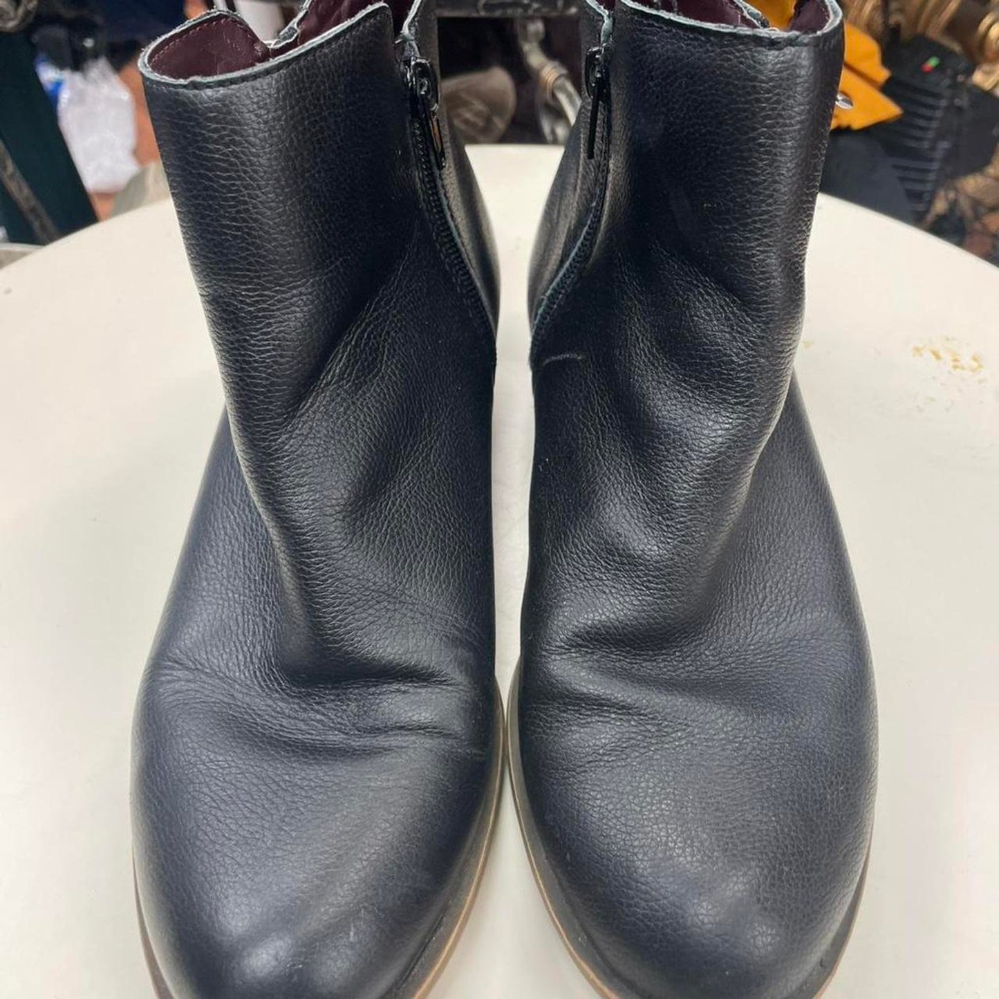 Black leather ankle boots with