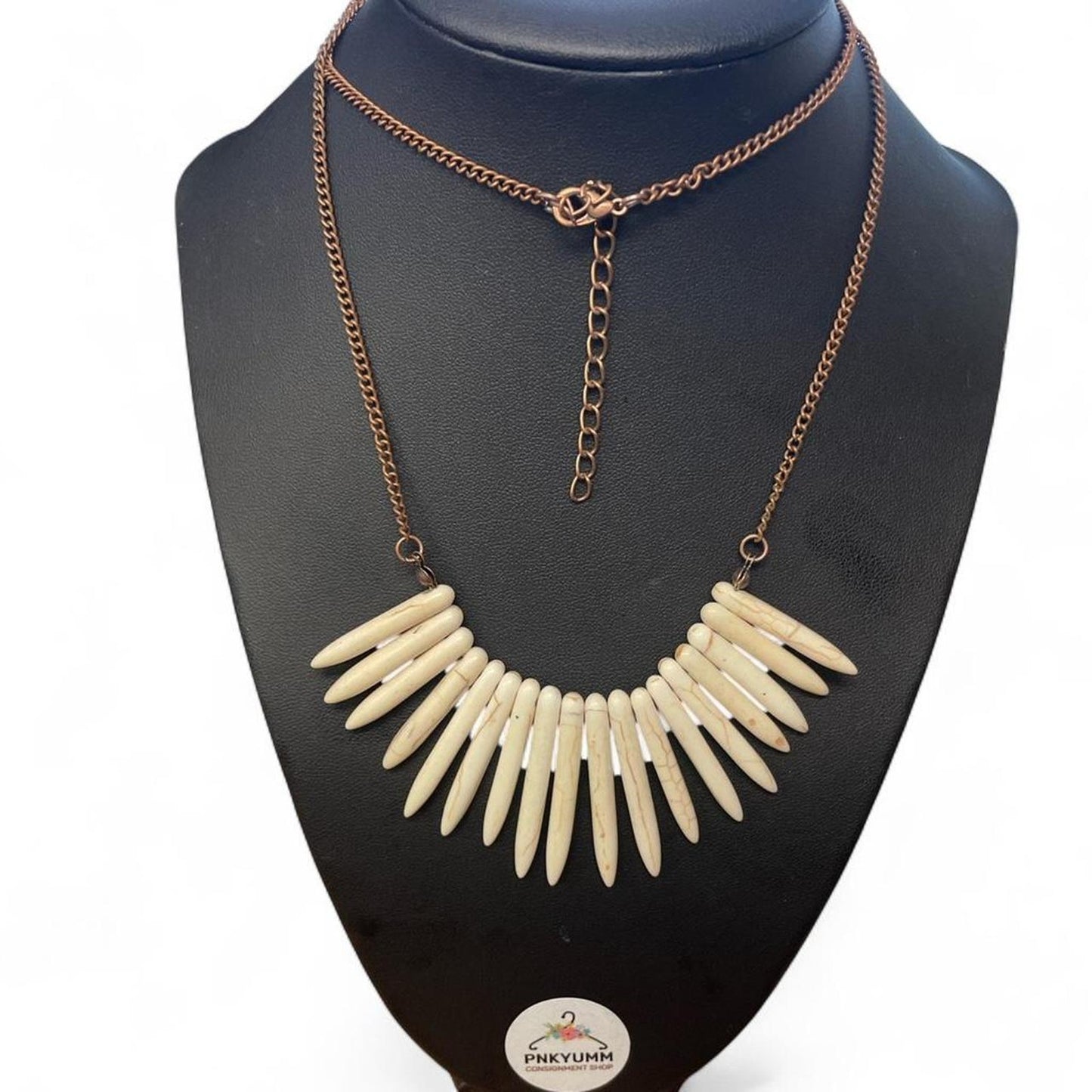 Bone spike necklace with gold