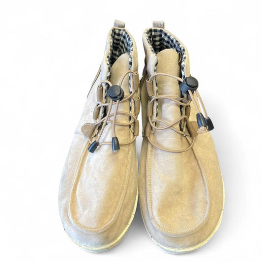 Tan suede lace up boots