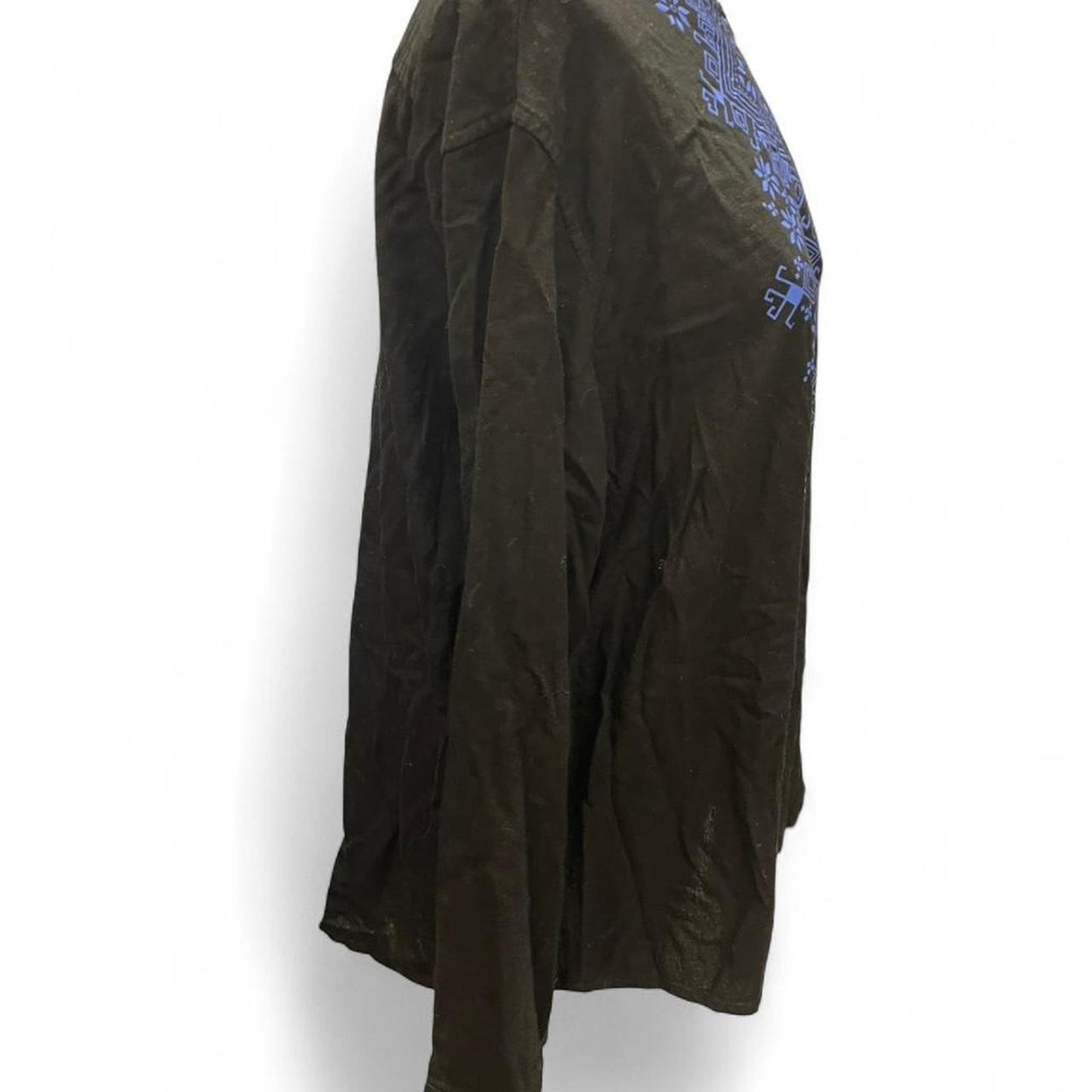 Black and blue embroidered long