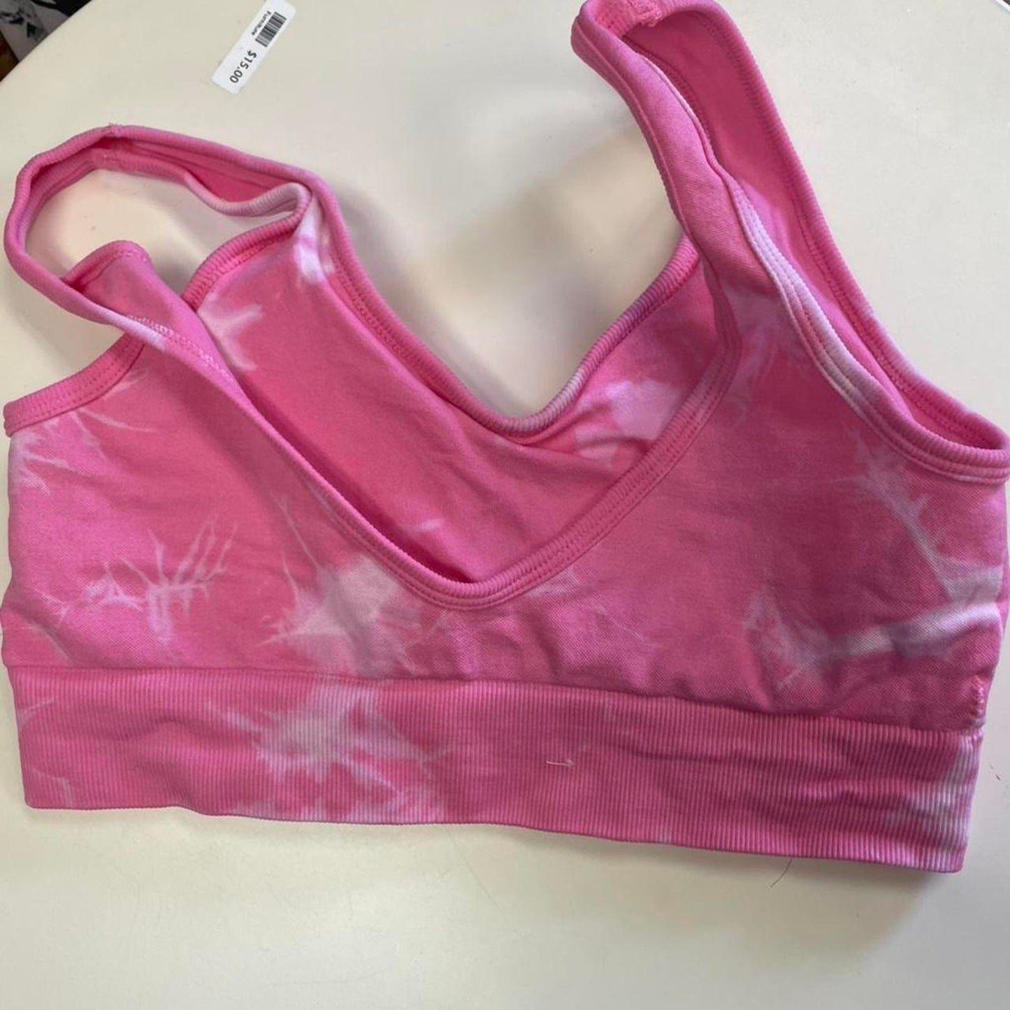 Pink tie dye sports bra and