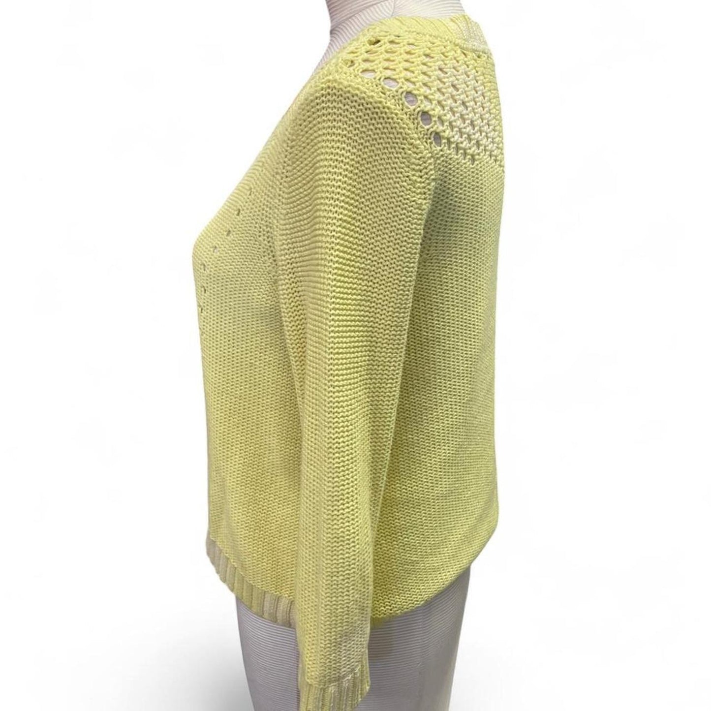 Yellow crochet knit sweater with