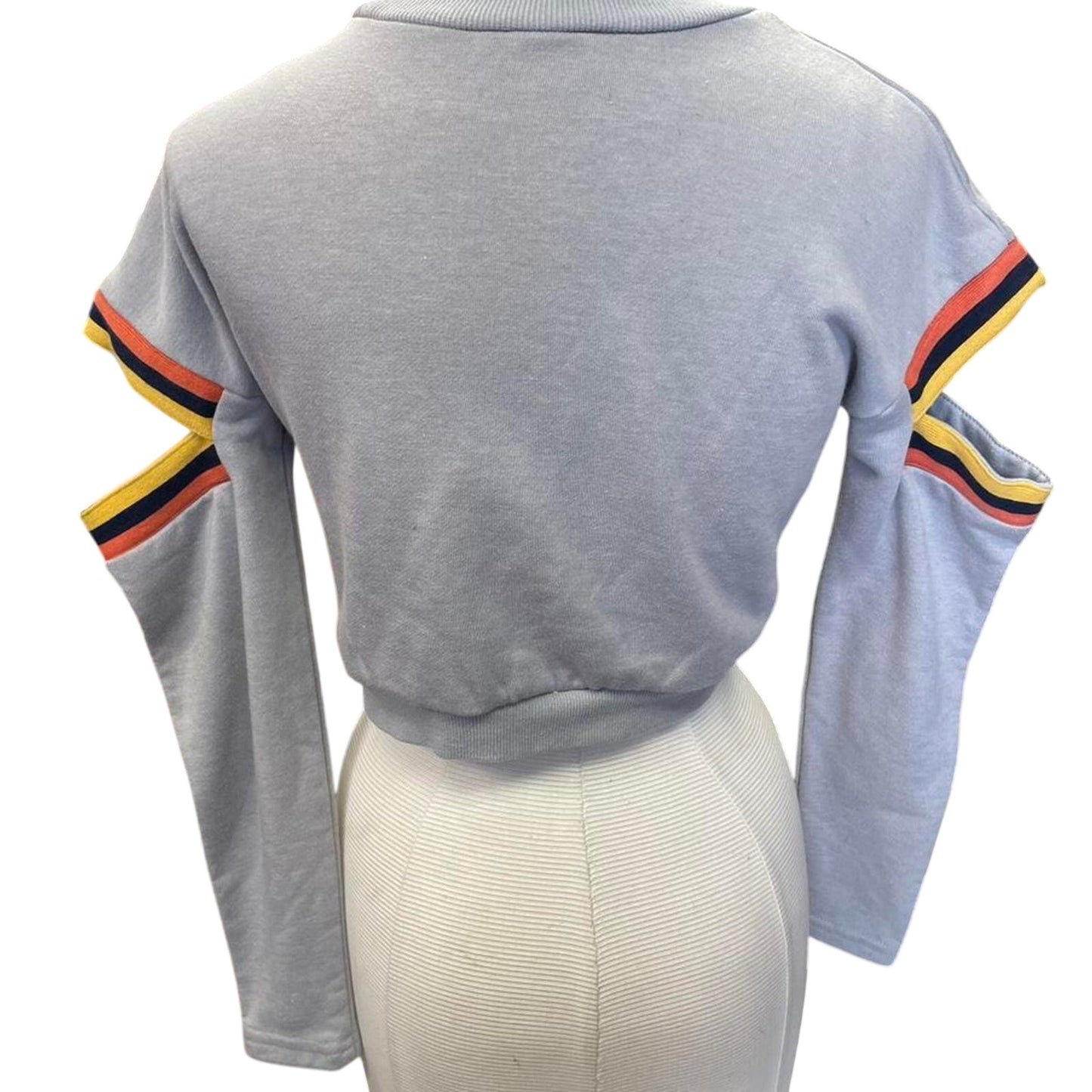 Grey cropped sweater with colorful