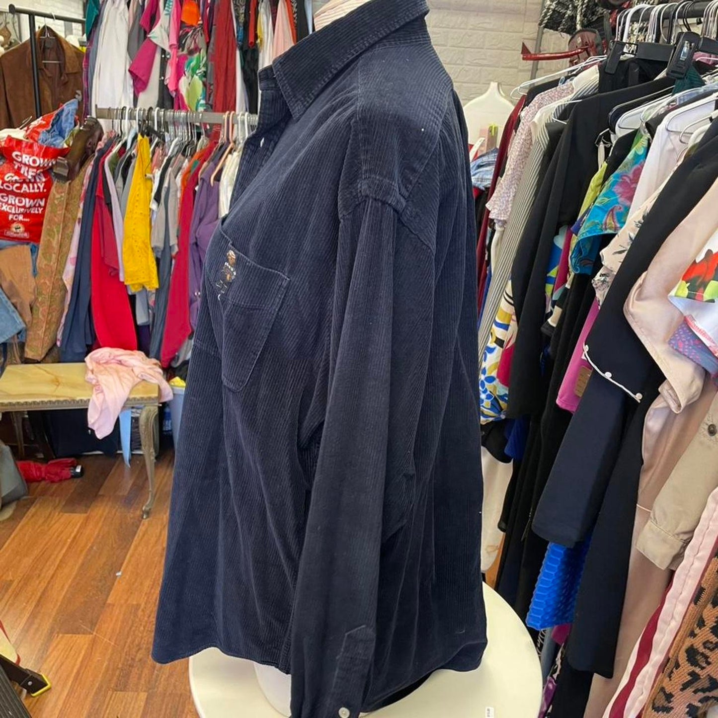 Navy corduroy button up shirt