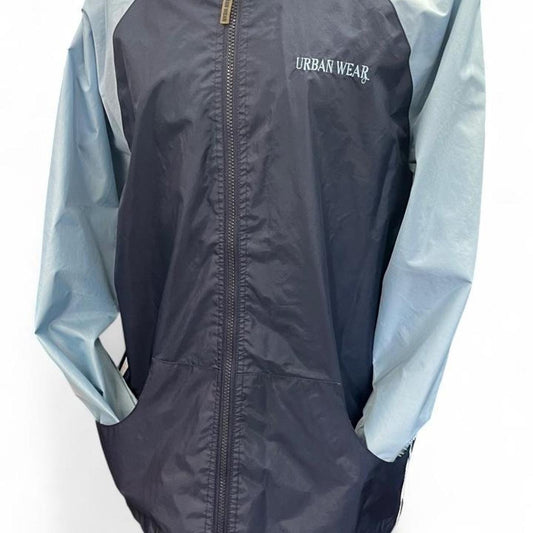 Navy blue windbreaker jacket