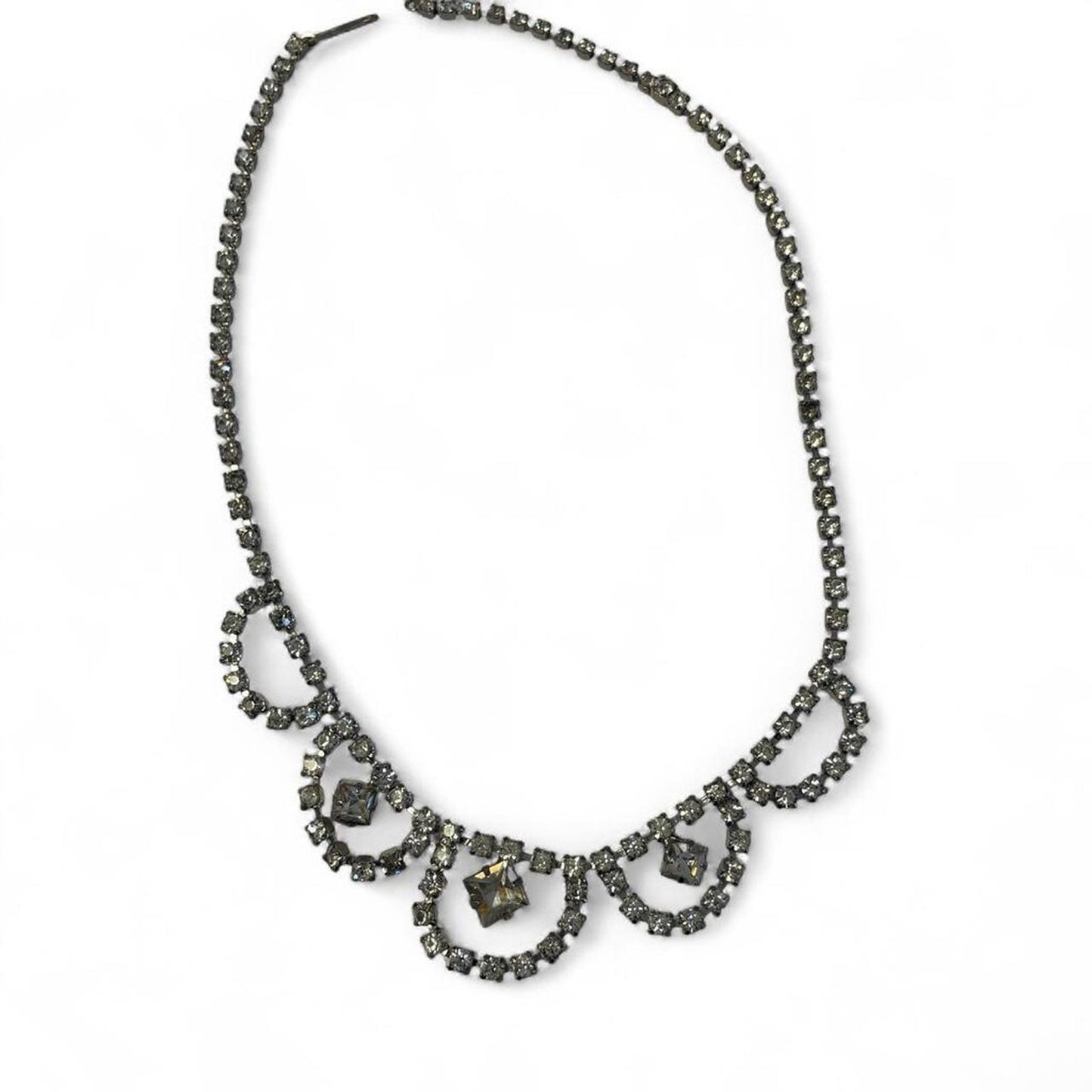 Black rhinestone necklace with a