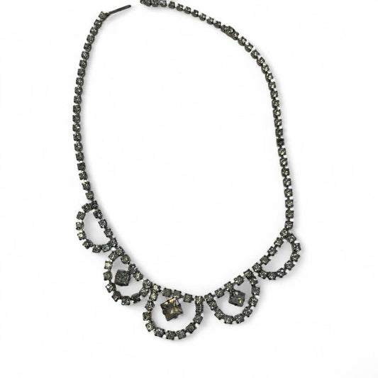 Black rhinestone necklace with a