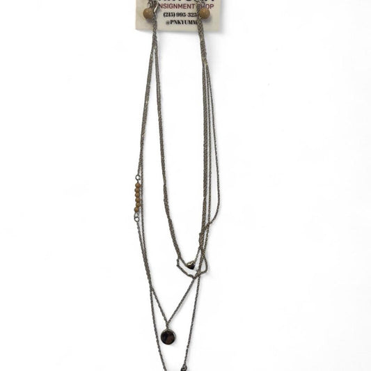Layered silver necklace with heart