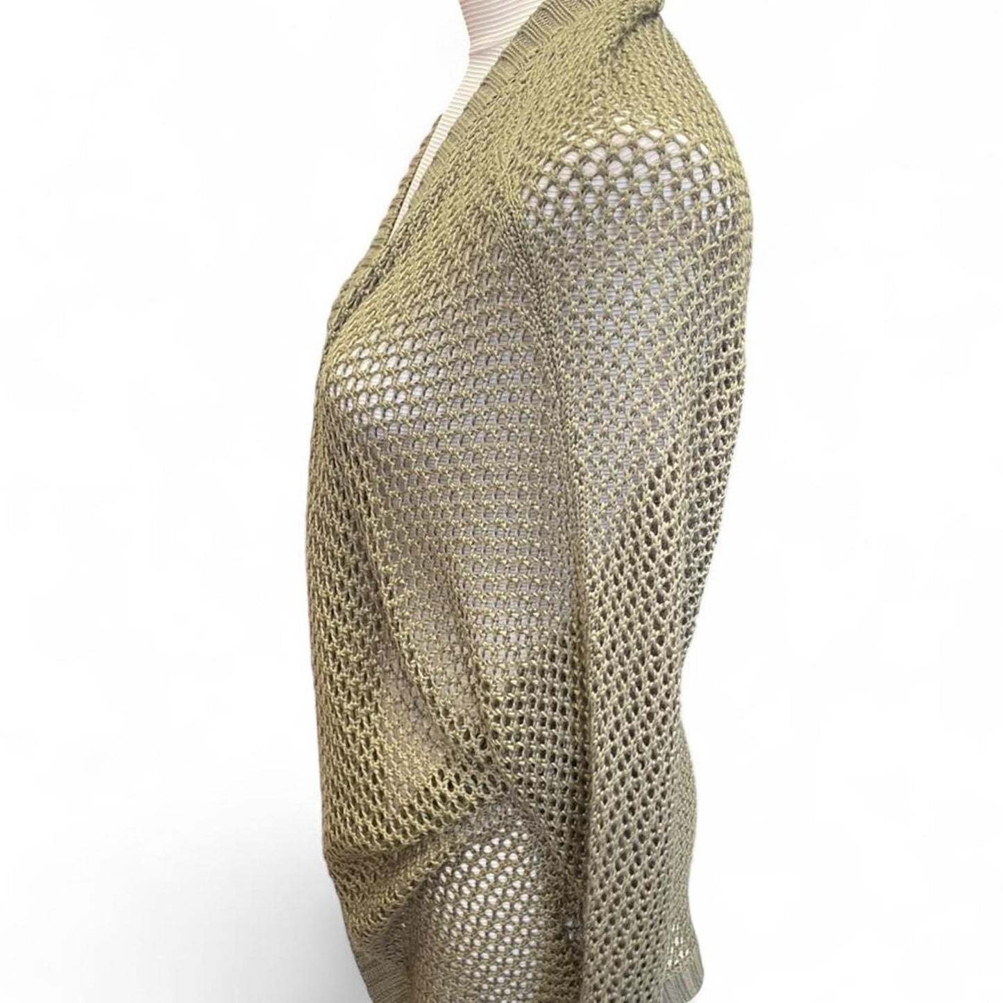 Olive green crochet cardigan with