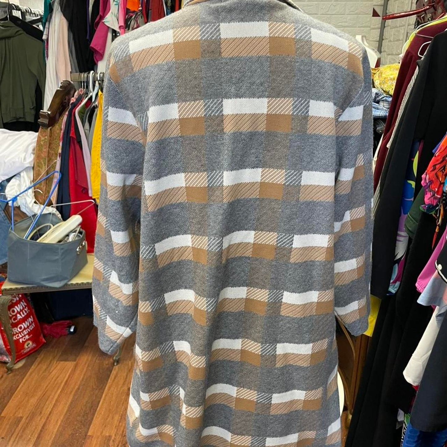 Love luxe grey plaid jacket