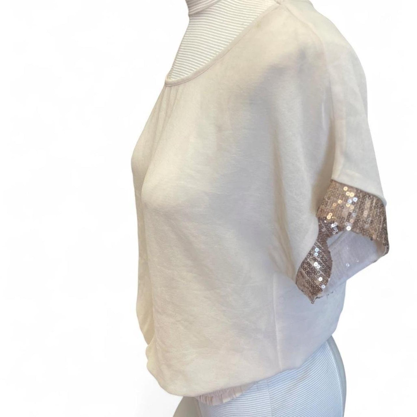 Cream sequin sleeve top size l