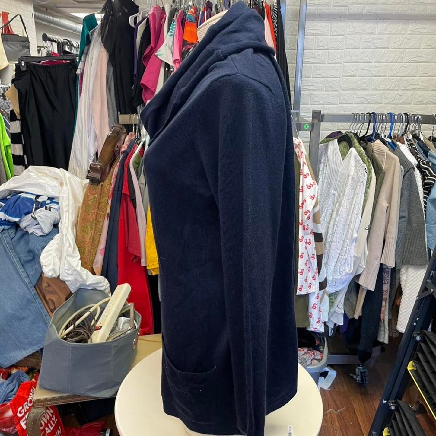 Navy blue cowl neck sweater