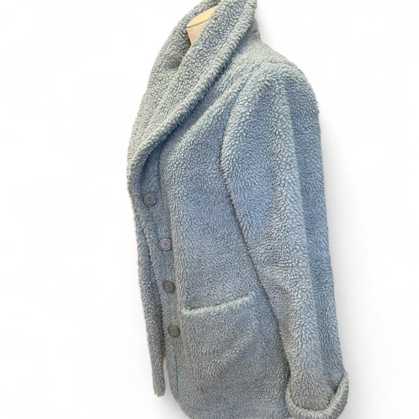 Blue faux fur coat with