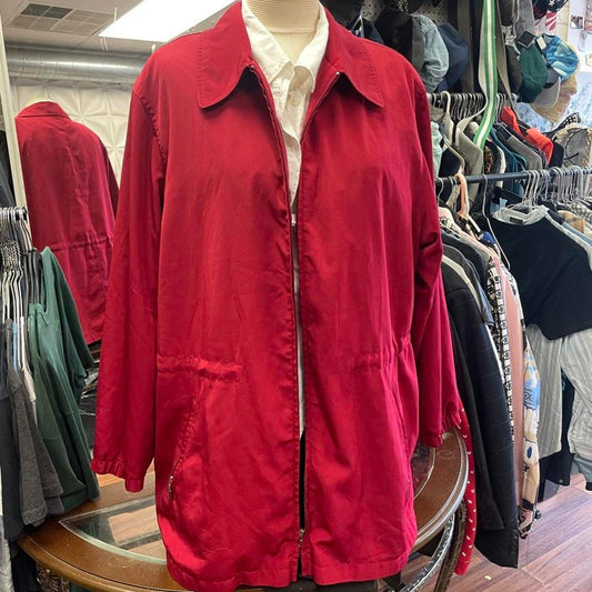 Red lightweight zip up jacket