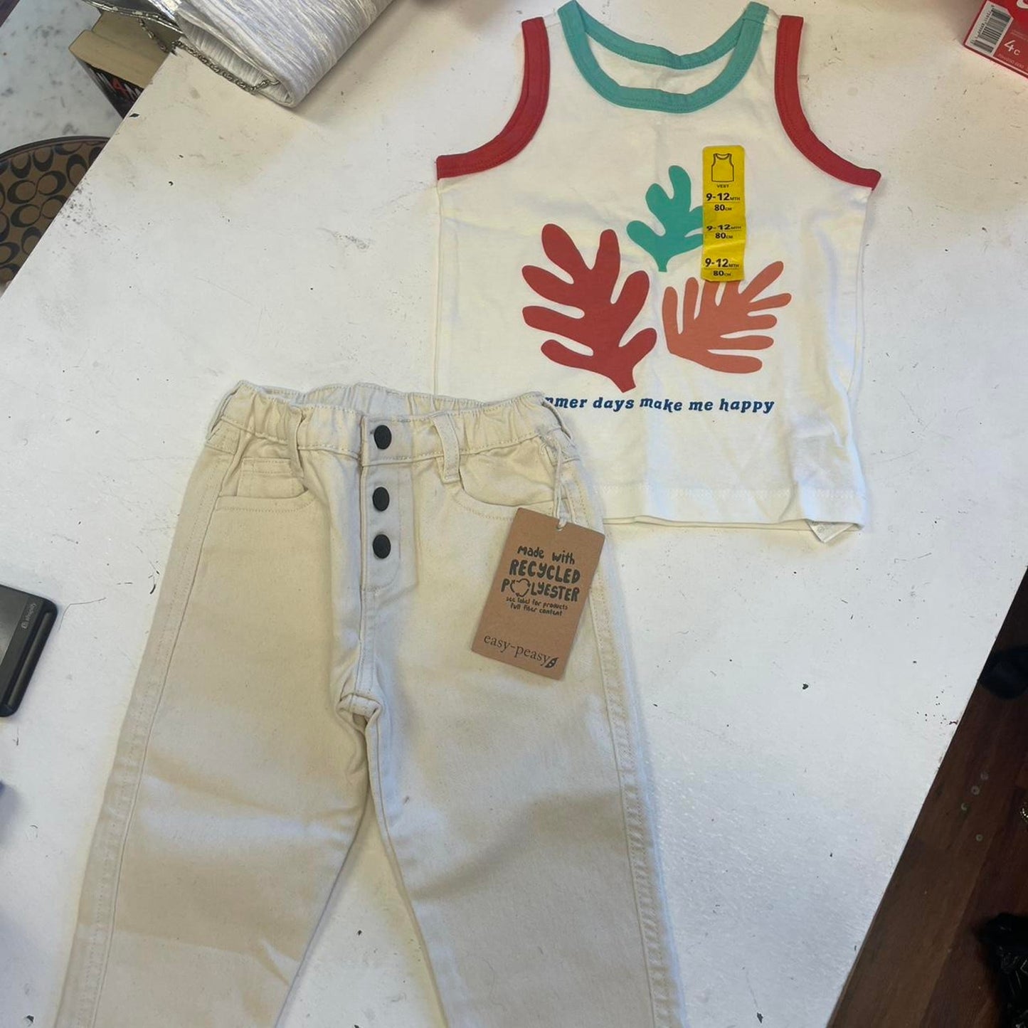 Cream and white top and
