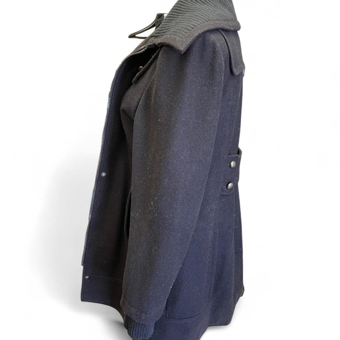 Buffalo navy blue wool blend coat