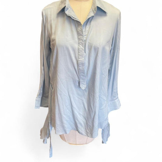 Light blue sheer blouse with