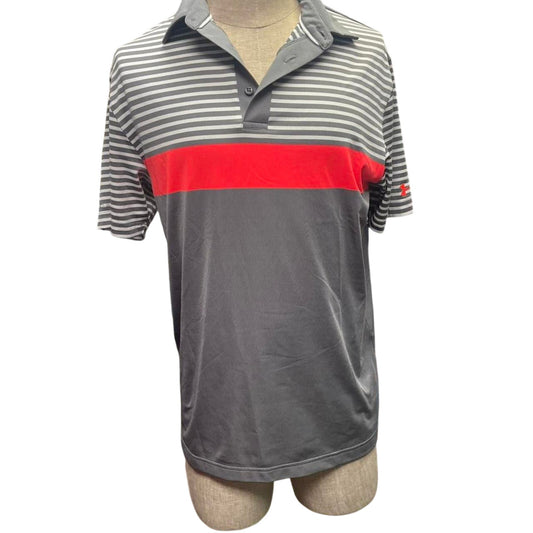 Under armour grey striped polo