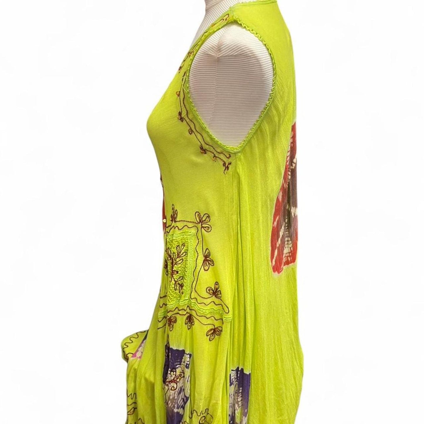 Yellow and green mesh dress