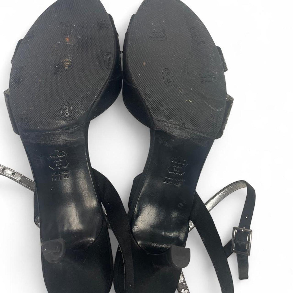 Black studded heels with silver