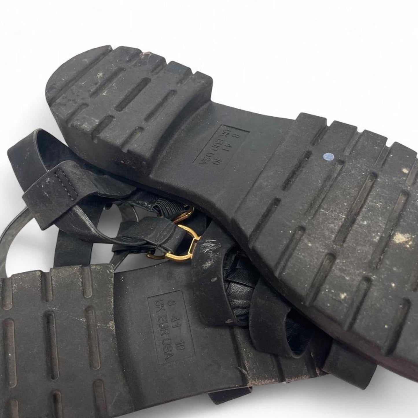 Black leather sandals