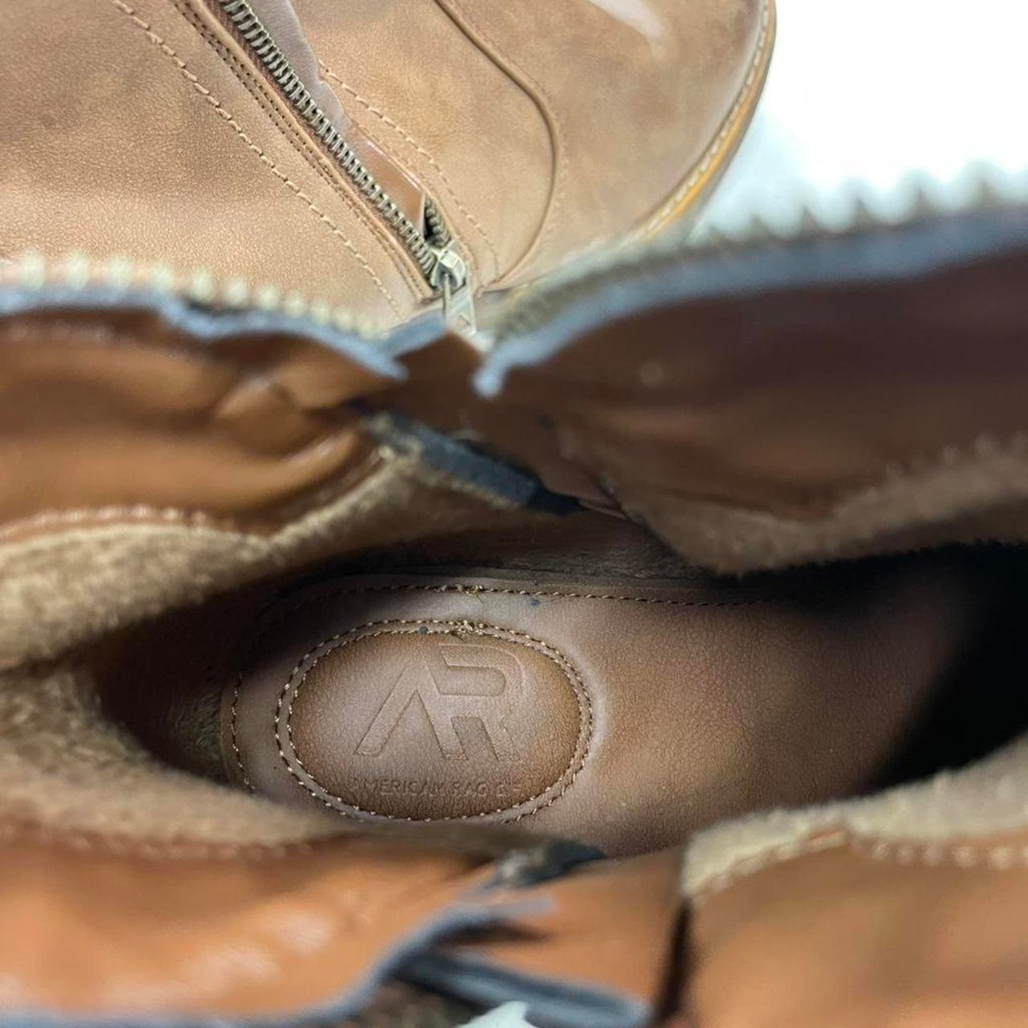 Tan leather ankle boots with