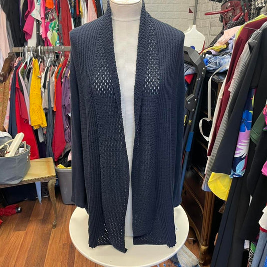 Navy blue knit cardigan with