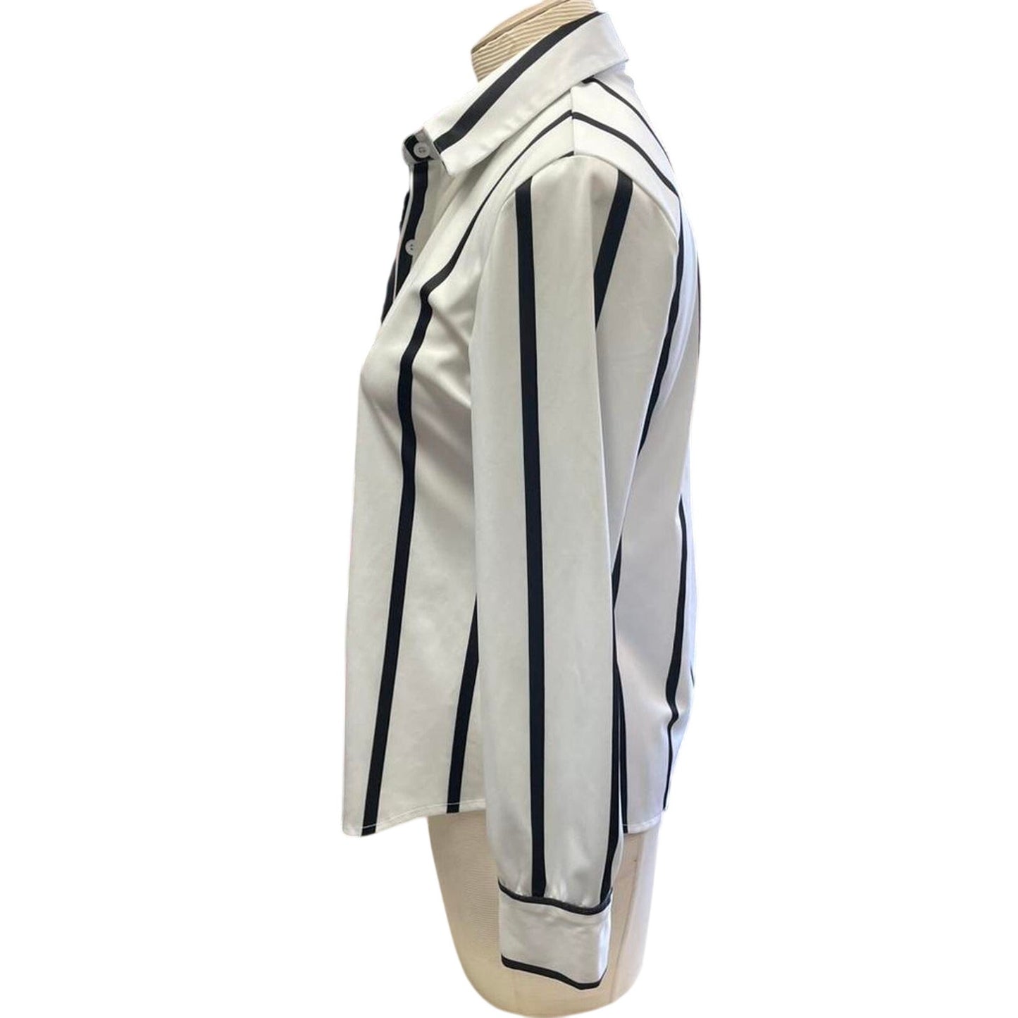 White and black striped button up