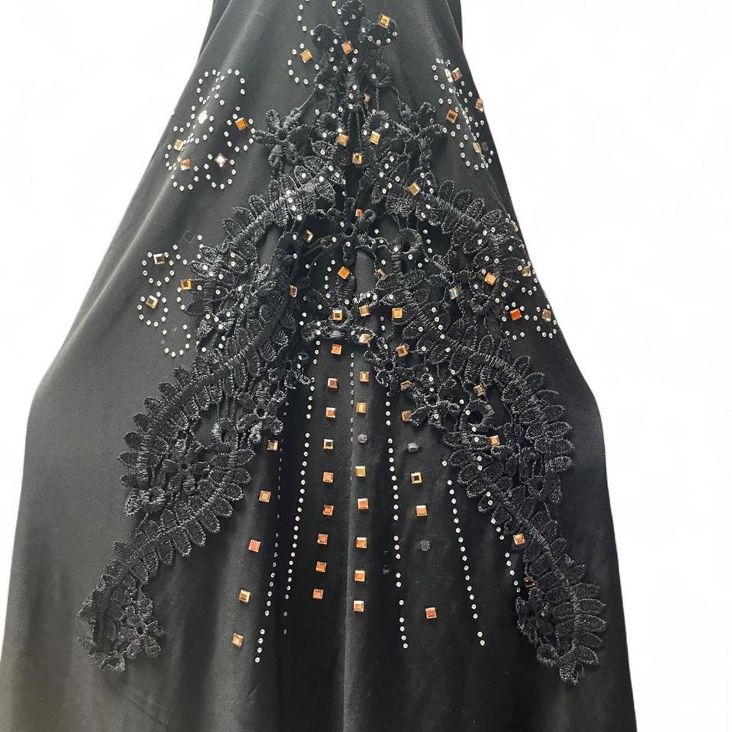 Black hijab with white rhinestone