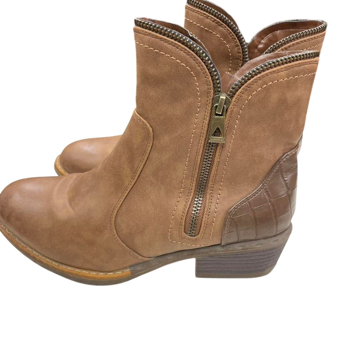 Tan leather ankle boots
