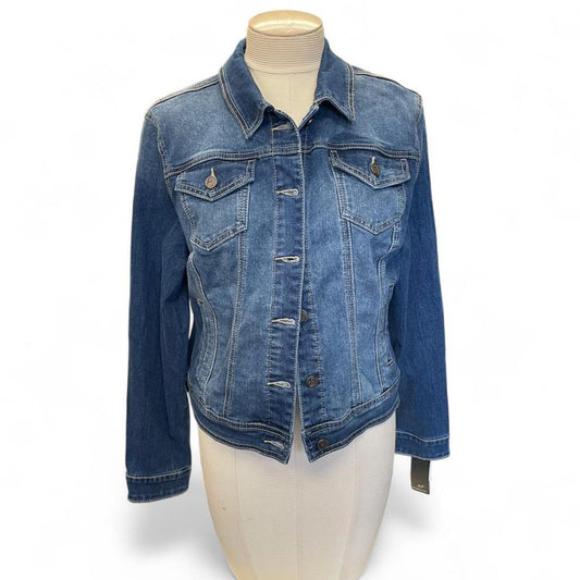 Blue denim jacket with button