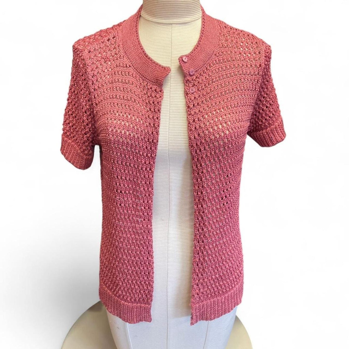 Jones new york pink crochet cardigan