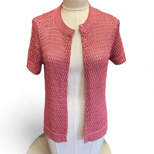 Jones new york pink crochet cardigan