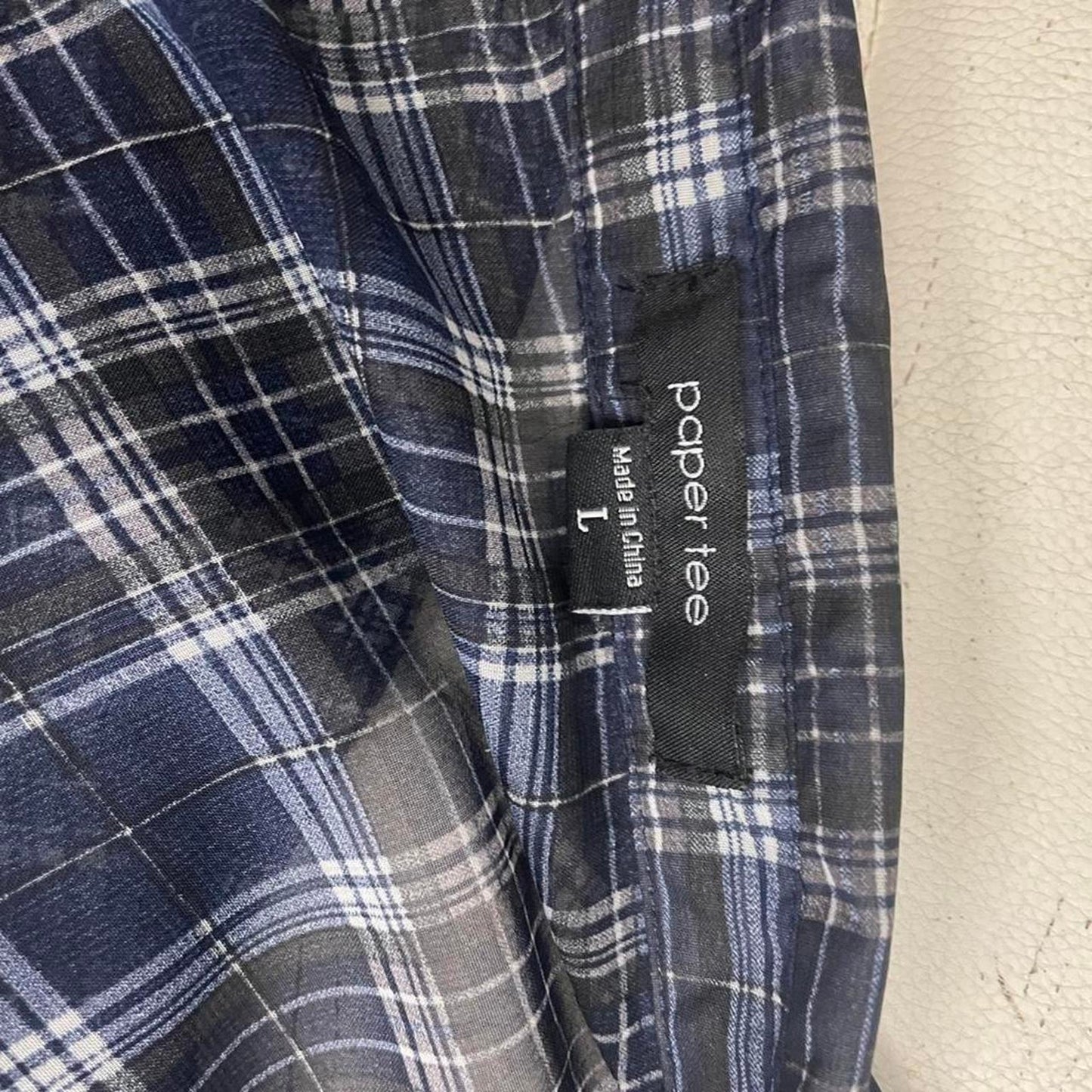 Navy blue plaid button up
