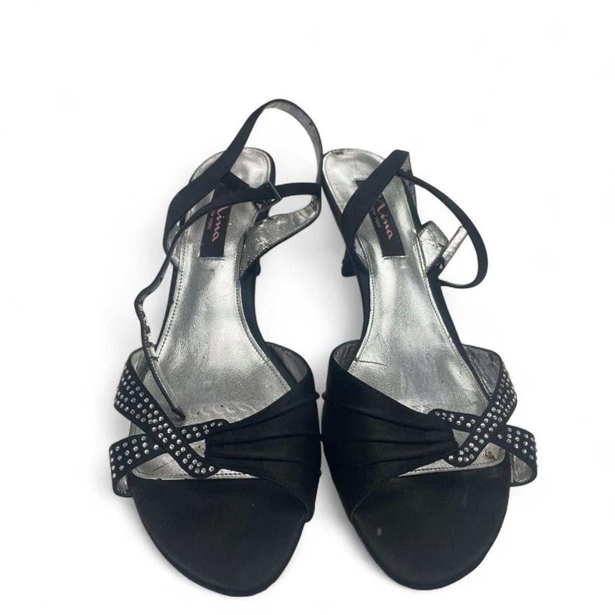 Black studded heels with silver