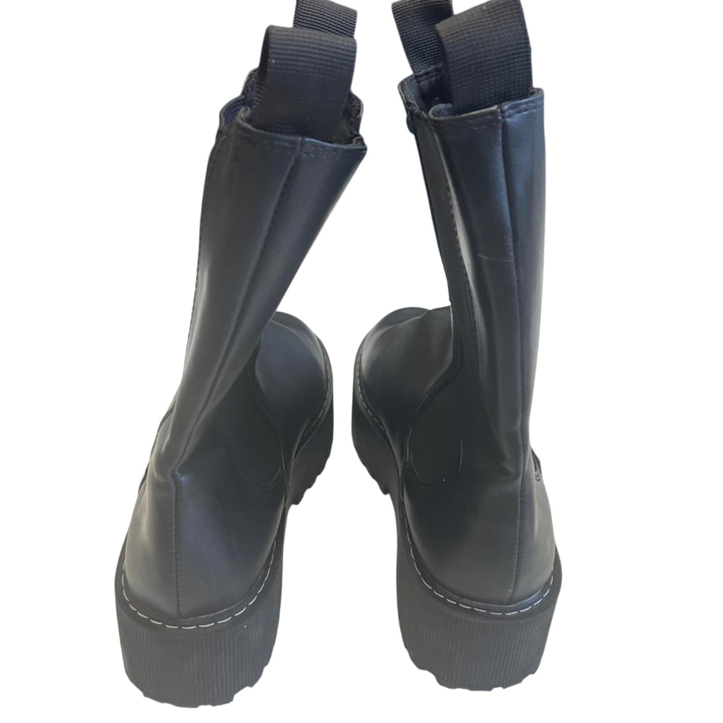 Black leather chelsea boots