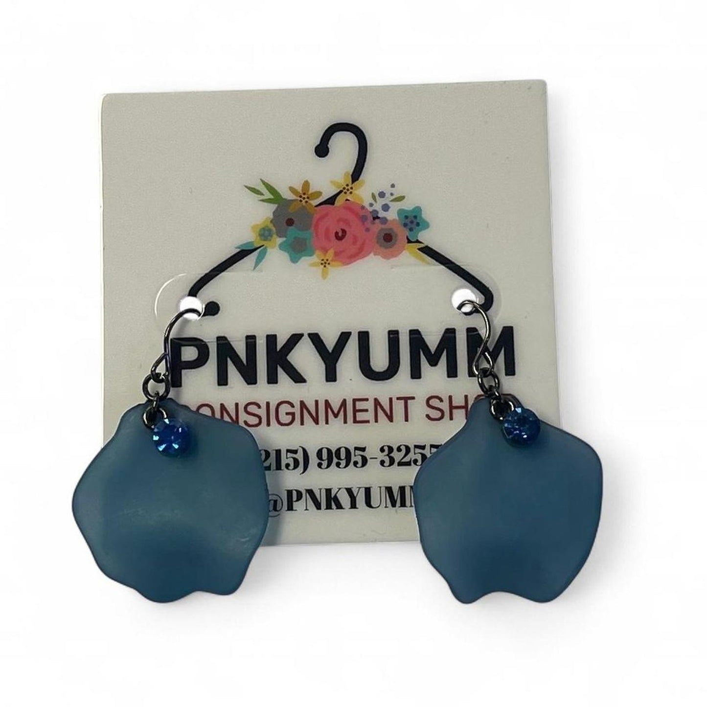 Blue sea glass earrings with