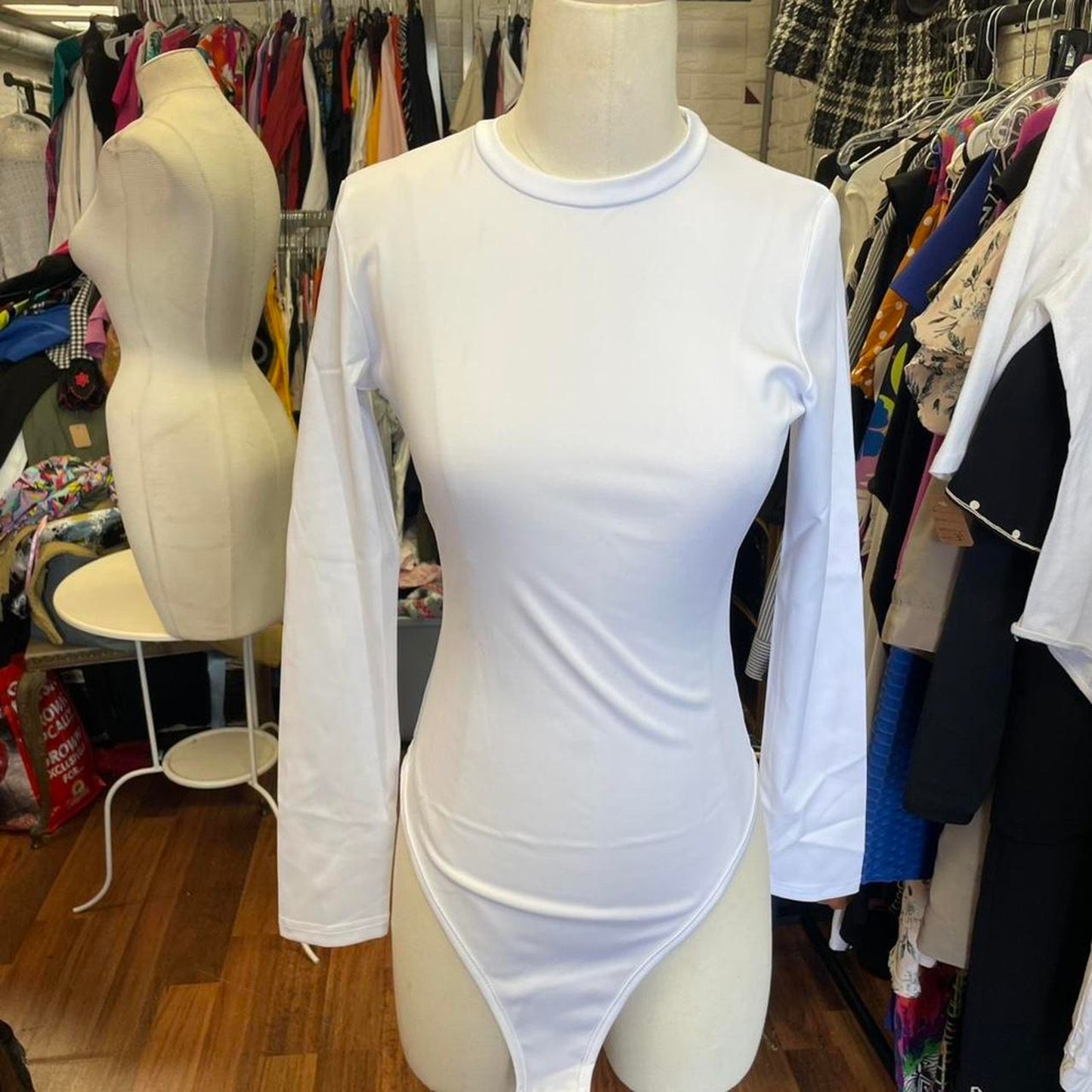 White long sleeve bodysuit with