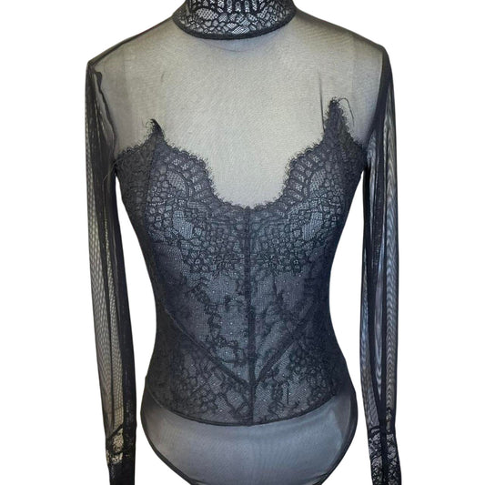 Black mesh lace long sleeve