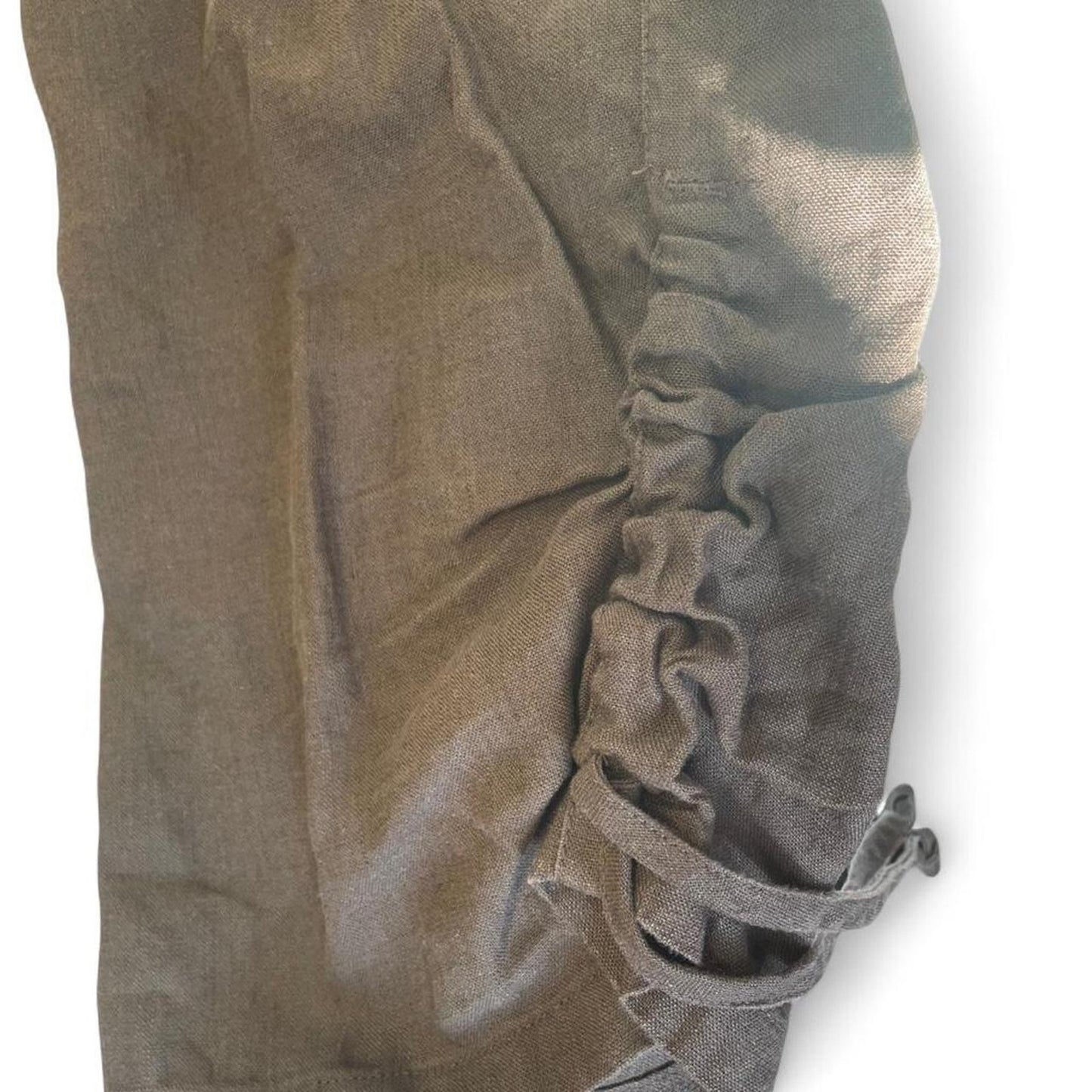Brown linen wide leg trousers