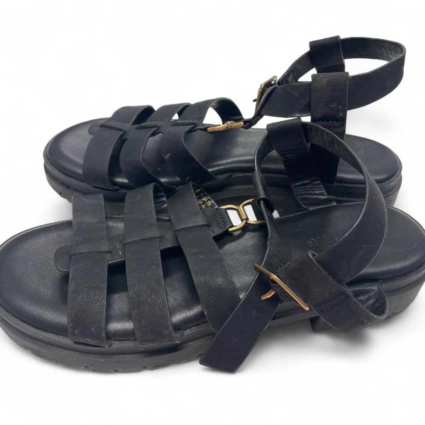 Black leather sandals