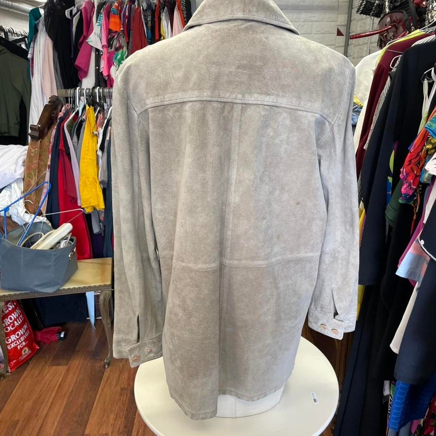 Tan suede leather jacket with