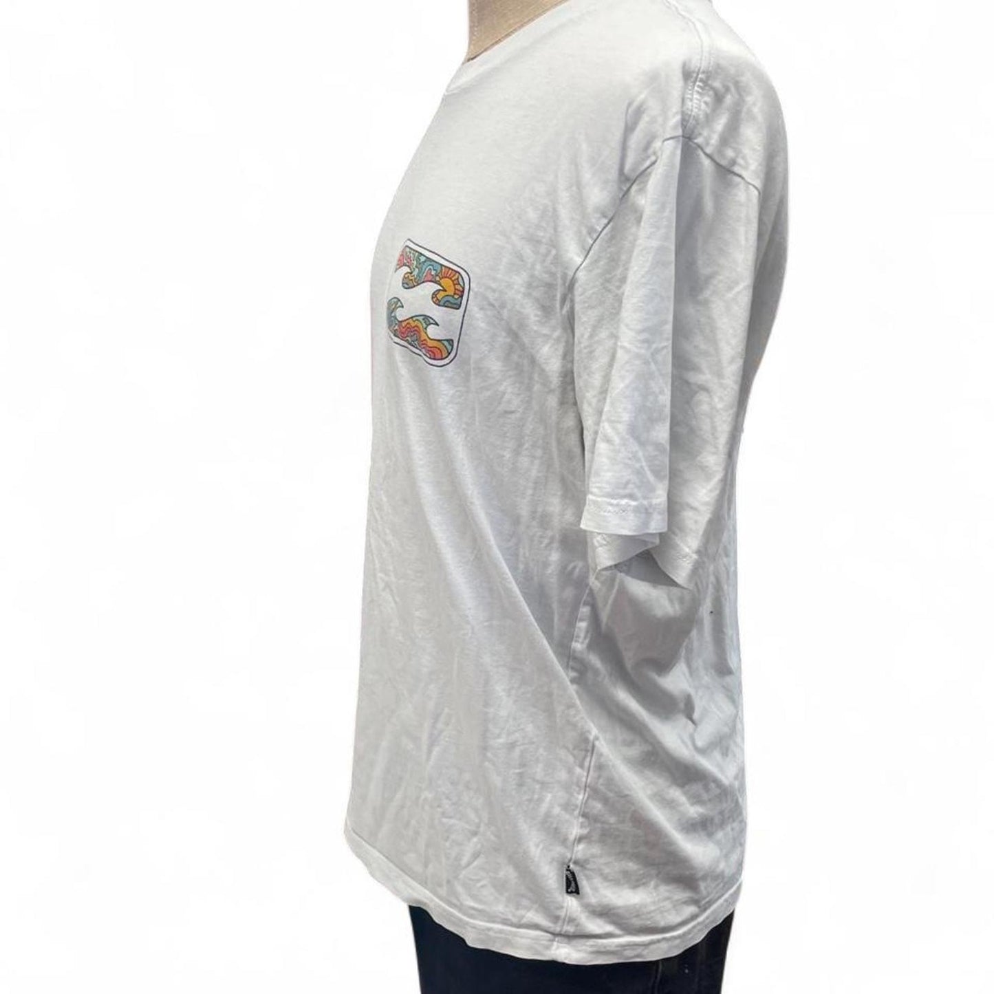 Billabong white tee with multicolored
